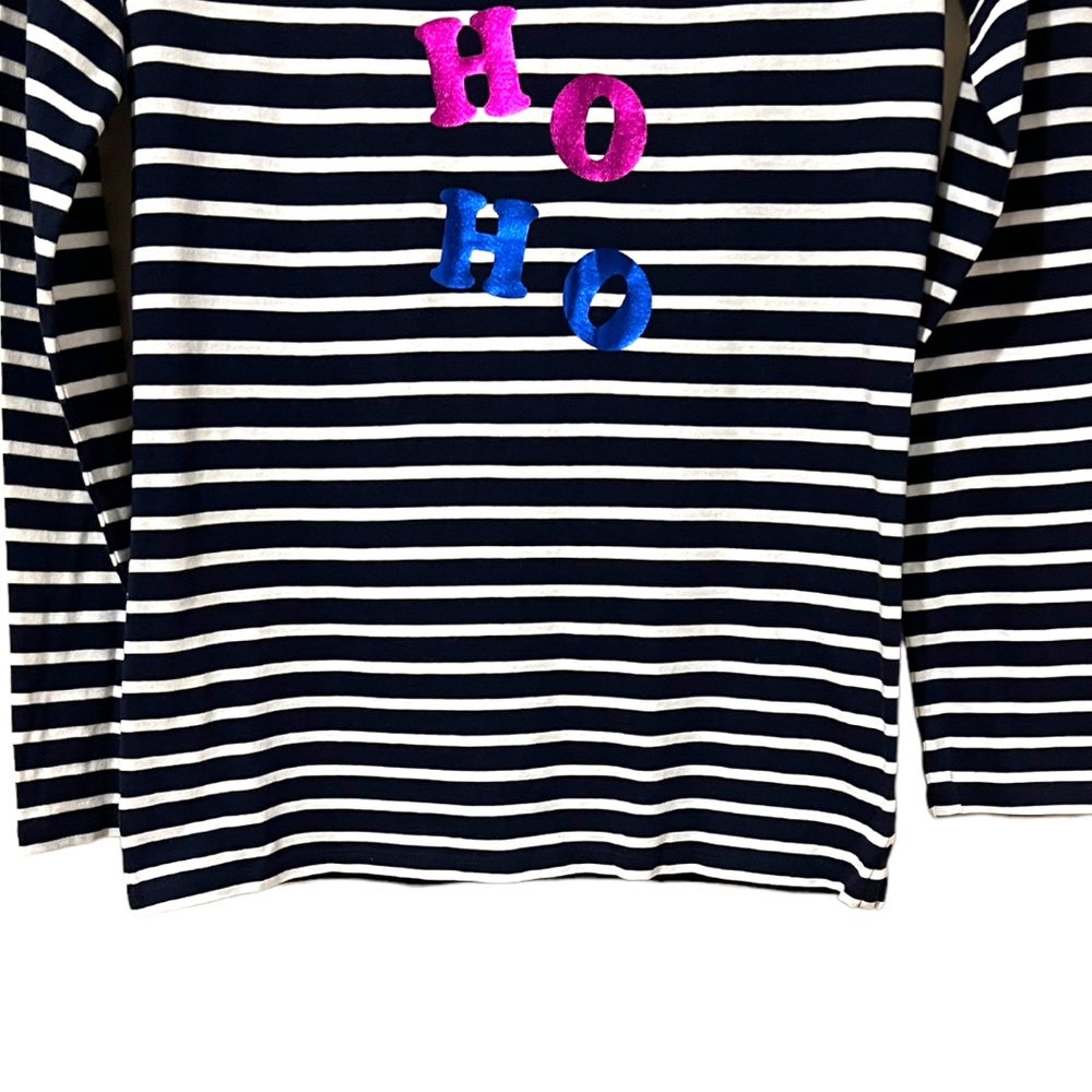 Boden Christmas Breton Metallic Stripe Slogan Long Sleeve Top NWOT (6) - Picture 9 of 12